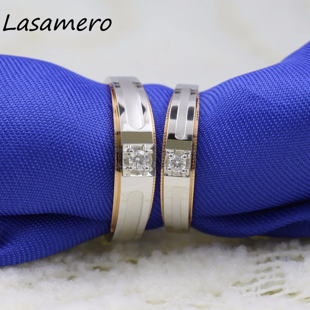 Мужские и женские кольца LASAMERO кольцо с натуральным бриллиантом 0 07ct для пар 18 k