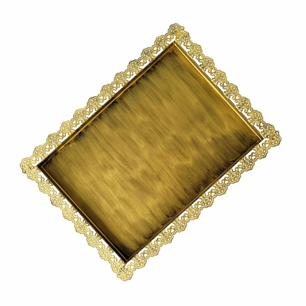 Rectangle Vintage gold Lace edge cake plate iron metal serving tray snack tray Jewelry box wedding art decoration tray SNTP014
Rectangle Vintage gold Lace edge cake plate iron metal serving tray snack tray Jewelry box wedding art decoration tray SNTP014