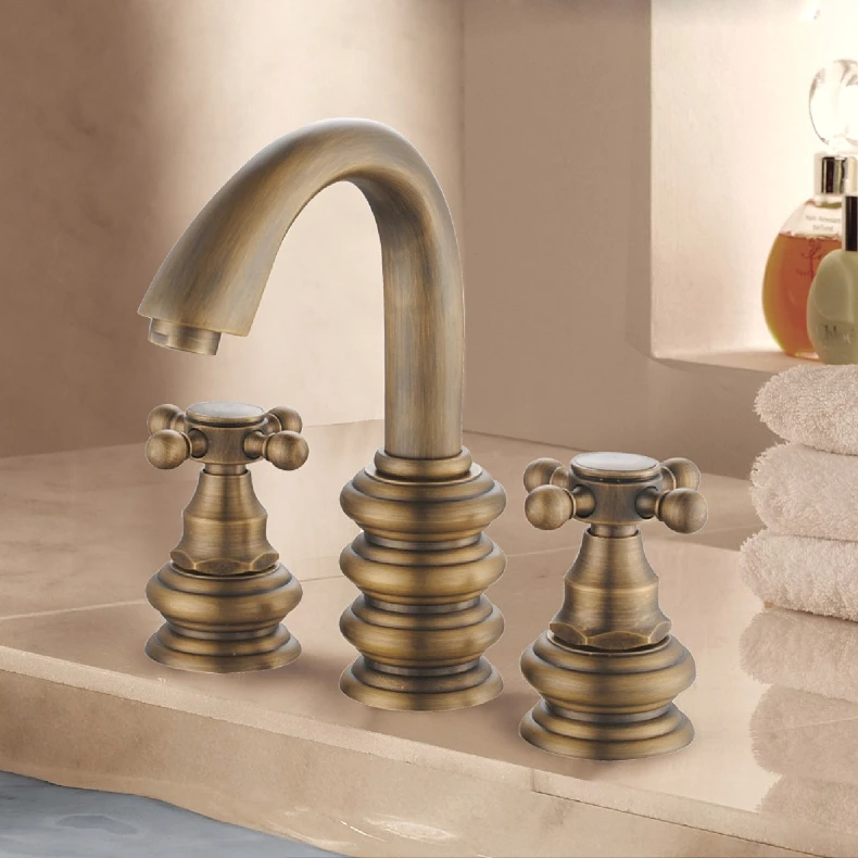 Bathroom solid Brass Antique copper Dual Handles Basin Faucet Deck Mount 3 holes Hot and Cold Basin Mixer Tap faucet-5584
Bathroom solid Brass Antique copper Dual Handles Basin Faucet Deck Mount 3 holes Hot and Cold Basin Mixer Tap faucet-5584
