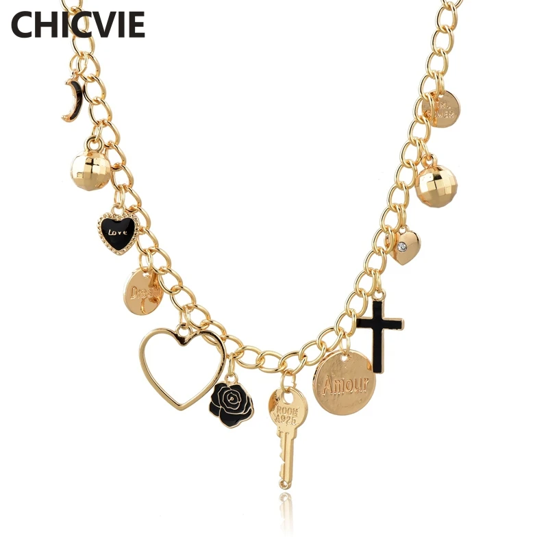 CHICVIE Custom Gold Heart Cross Flower Key Necklace Long Crystal Necklaces For Women Love Statement Jewelry Necklace SNE190040
CHICVIE Custom Gold Heart Cross Flower Key Necklace Long Crystal Necklaces For Women Love Statement Jewelry Necklace SNE190040