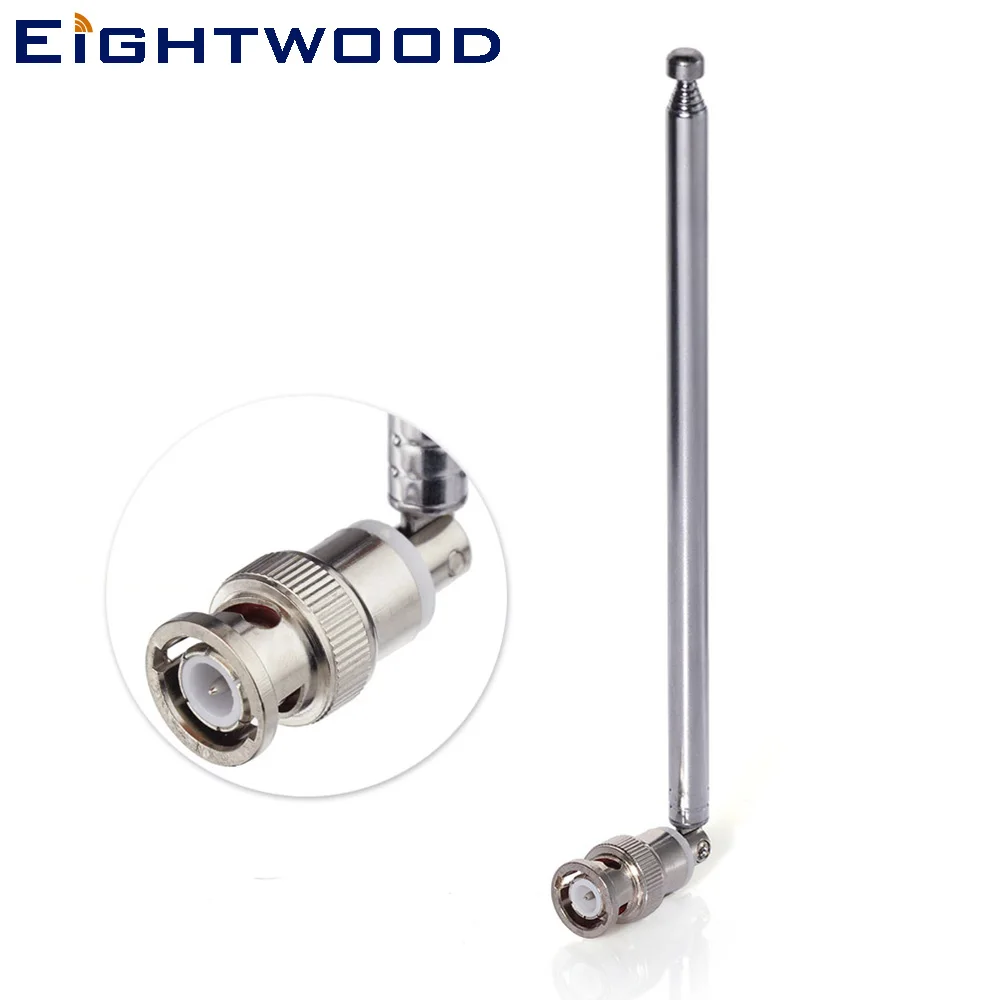 

Eightwood 7 Section Telescopic BNC Male Swivel Stainless Steel Antenna for TV DAB AM FM Portable Radio Scanners Remote Receivers