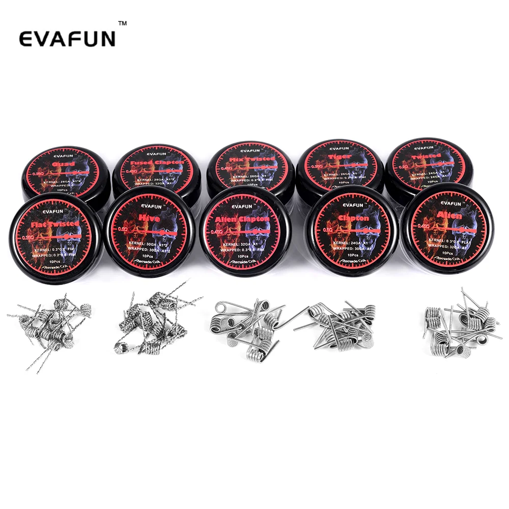 10 шт./компл. EvaFun предварительно собранная спираль электронная Сигарета RDA RTA Alien плоская скрученная нагревательная проволока Clapton Tiger четвёрк...
10 шт./компл. EvaFun предварительно собранная спираль электронная Сигарета RDA RTA Alien плоская скрученная нагревательная проволока Clapton Tiger четвёрк...