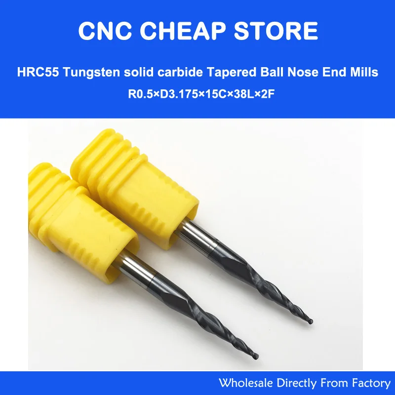 5pcs R0.5mmTungsten Solid Carbide 3.175mm Ball Nose Tapered End Mills Router Bits CNC Taper Wood Metal Milling Cutters 1/8"
5pcs R0.5mmTungsten Solid Carbide 3.175mm Ball Nose Tapered End Mills Router Bits CNC Taper Wood Metal Milling Cutters 1/8"