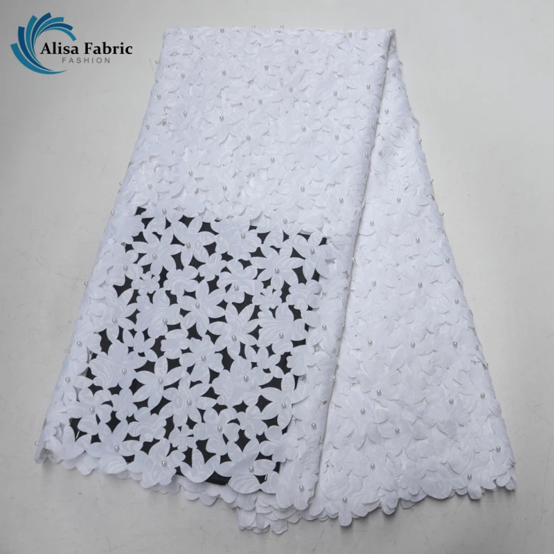 Stylish design 5 yards/pcs French lace Embroider with beads Laser cut design African lace fabric high quality for Normal dress
Stylish design 5 yards/pcs French lace Embroider with beads Laser cut design African lace fabric high quality for Normal dress