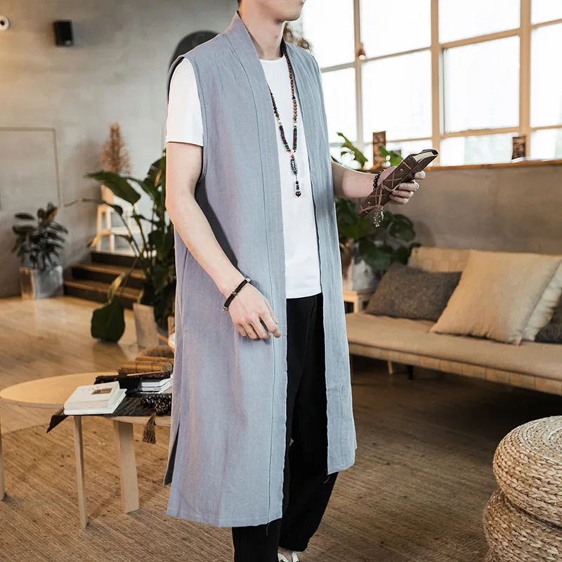 Mens Cotton Linen Long Waistcoat Vintage Vest for Men Kung Fu Tai Chi Costume Male Traditional Chinese Clothing CN-110
Mens Cotton Linen Long Waistcoat Vintage Vest for Men Kung Fu Tai Chi Costume Male Traditional Chinese Clothing CN-110