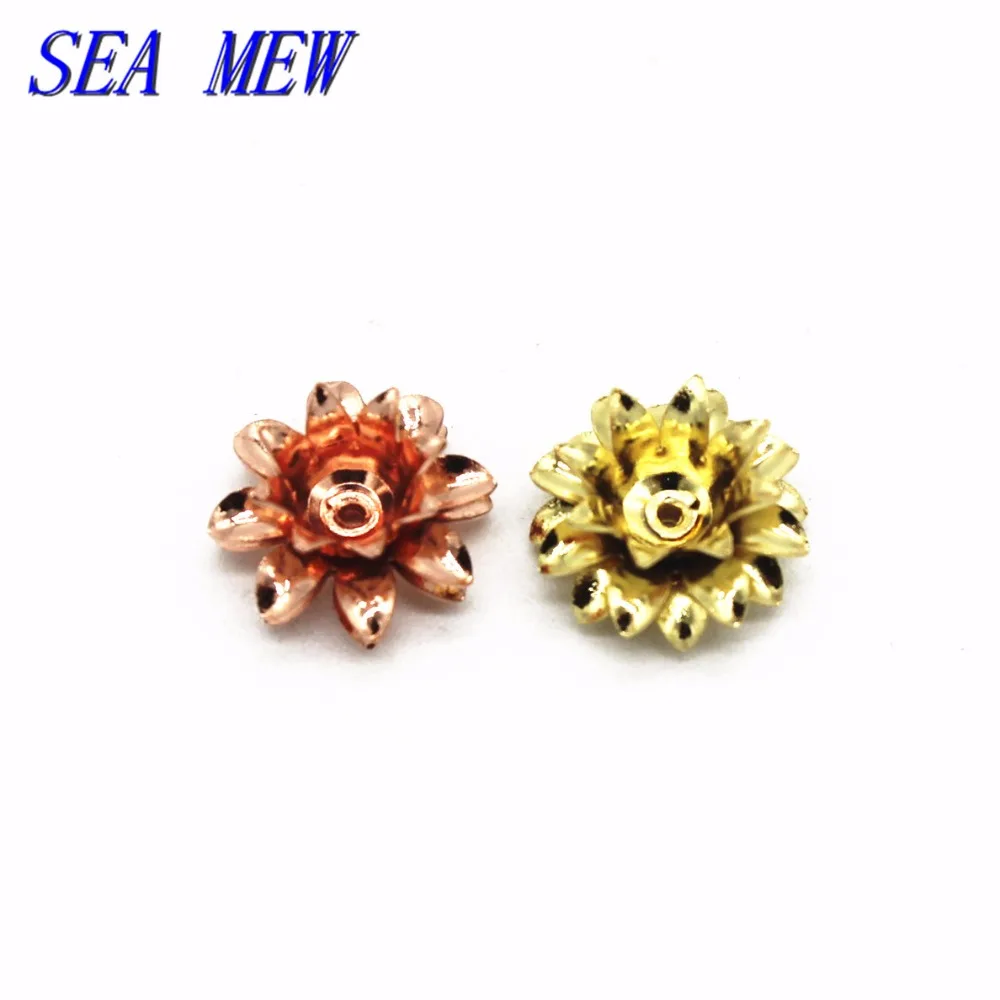 SEA MEW 11mm*5mm 6 Colors Copper Filigree Flowers Base Connector Bead Cap Charms Setting For Jewelry Making Components 100PCS | Украшения и