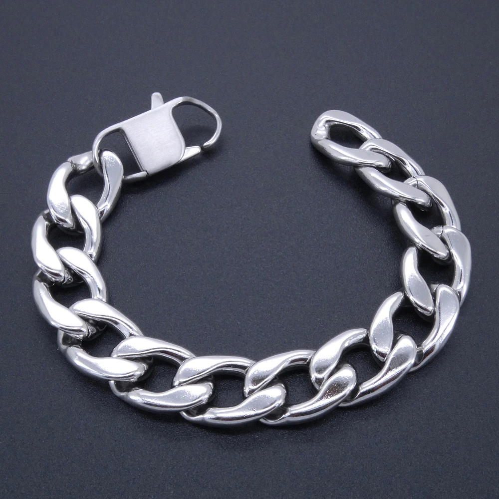 Masculine Bracelet Curb Cuban Chain 100% Stainless Steel Bracelet 15 mm Width 8" Inches Length Silver Color for Men Women
Masculine Bracelet Curb Cuban Chain 100% Stainless Steel Bracelet 15 mm Width 8" Inches Length Silver Color for Men Women