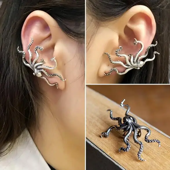 Punk Rock Retro Genuine Antique 925 Sterling Silver Clip Earring Octopus Wrap Earrings Unisex Allergy Free Hyperbole Jewelry
Punk Rock Retro Genuine Antique 925 Sterling Silver Clip Earring Octopus Wrap Earrings Unisex Allergy Free Hyperbole Jewelry