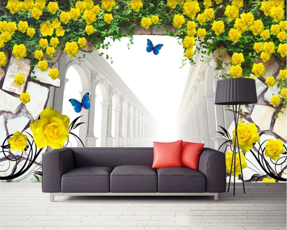Beibehang Custom wallpaper rose flower vine yellow rose space extension TV background wall home decoration murals 3d wallpaper 
Beibehang Custom wallpaper rose flower vine yellow rose space extension TV background wall home decoration murals 3d wallpaper