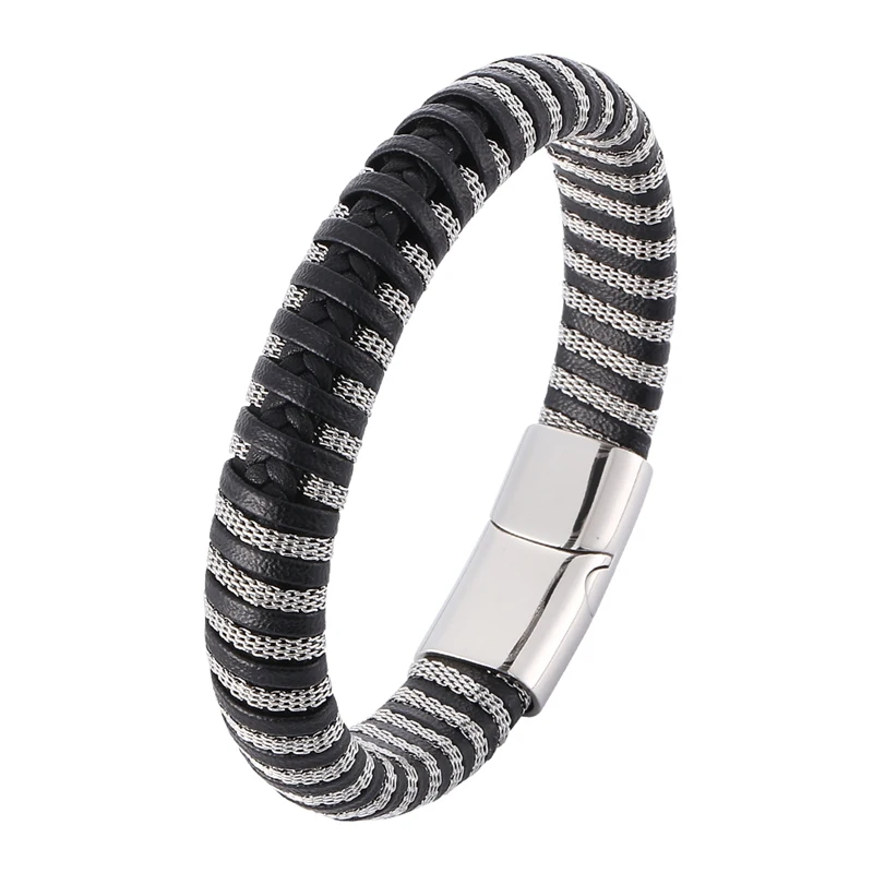 Newest Fashion Steel Chain Braided Leather Bracelet Male Jewelry Punk Magnetic Clasp Leather Wristband Men Birthday Gift SP0400
Newest Fashion Steel Chain Braided Leather Bracelet Male Jewelry Punk Magnetic Clasp Leather Wristband Men Birthday Gift SP0400