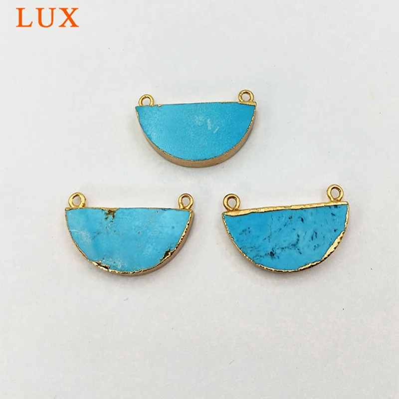 Wholesale Gold Plating Moon Natural turquoises Stone Connector pendant with Double Bails Beads Charms
Wholesale Gold Plating Moon Natural turquoises Stone Connector pendant with Double Bails Beads Charms