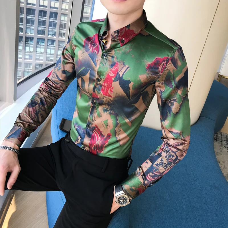 men long sleeve shirt the stylist han edition cultivate morality personality printing handsome tight 304 b - 1. P55
men long sleeve shirt the stylist han edition cultivate morality personality printing handsome tight 304 b - 1. P55