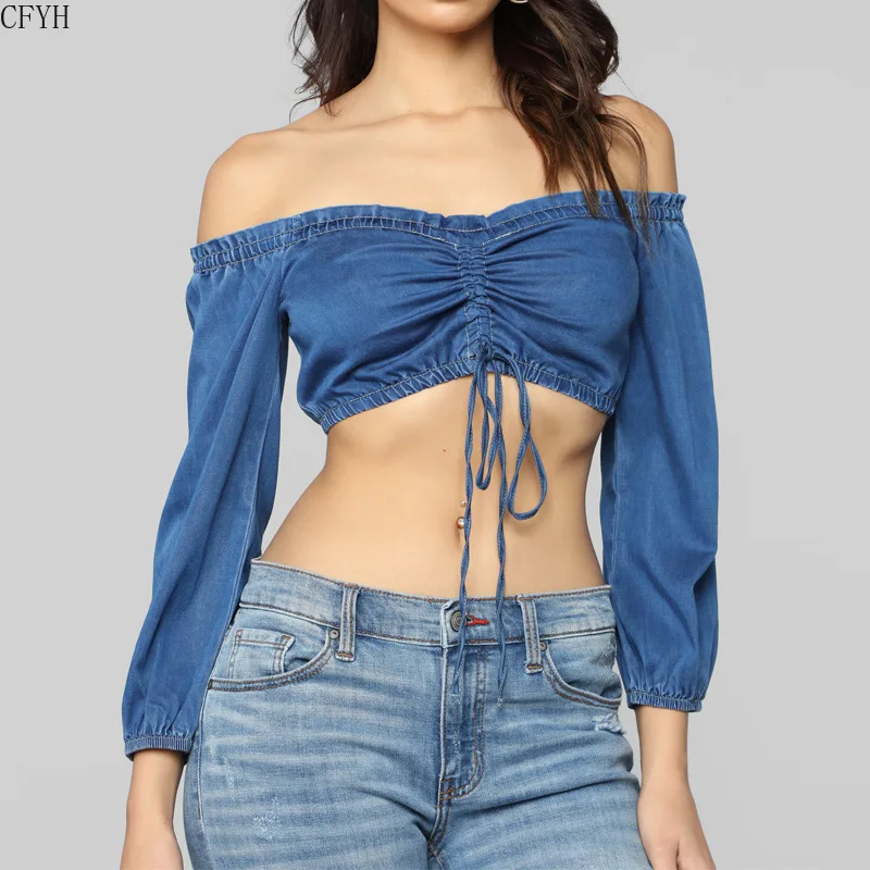 Summer Women Sexy Off Shoulder Solid T-shirt Fashion Sexy Wrap Chest Crop Tops Jeans T-shirt Women Sexy Cropped Tops
Summer Women Sexy Off Shoulder Solid T-shirt Fashion Sexy Wrap Chest Crop Tops Jeans T-shirt Women Sexy Cropped Tops