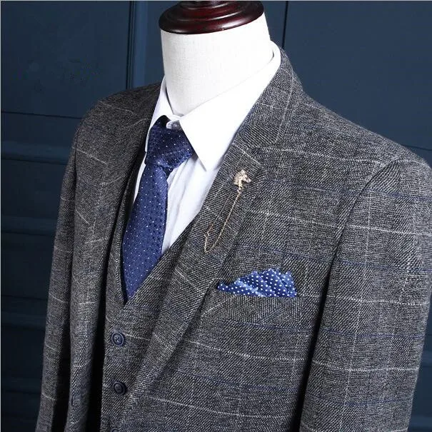 2019 Brand Slim Fit Mens Plaid Suits British Style 3 Piece Groom Wedding Suit Gray S-3XL Suit Men (Jacket+Pants+Vest)
2019 Brand Slim Fit Mens Plaid Suits British Style 3 Piece Groom Wedding Suit Gray S-3XL Suit Men (Jacket+Pants+Vest)