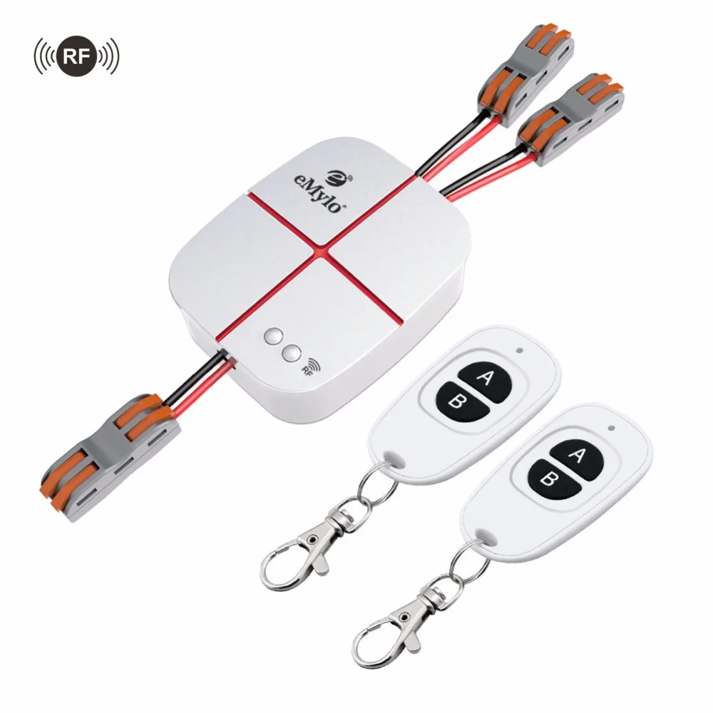 eMylo 433Mhz Wireless RF Relay AC 90V-250V 2 Channels Remote Control Switch 2pcs Transmitter with Receiver
eMylo 433Mhz Wireless RF Relay AC 90V-250V 2 Channels Remote Control Switch 2pcs Transmitter with Receiver