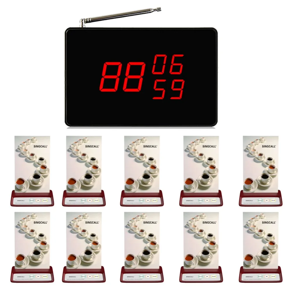 SINGCALL Wireless System Call the Waiter,Restaurant Table Service,1 Black Small Display and 10 Brand Service Red Call Buttons
SINGCALL Wireless System Call the Waiter,Restaurant Table Service,1 Black Small Display and 10 Brand Service Red Call Buttons