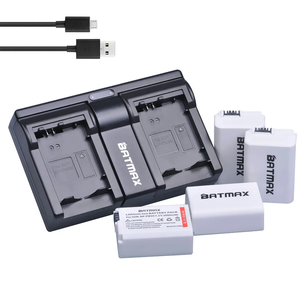 Batmax 4 шт. Bateria NP-FW50 fw50 npfw50 Батареи для камеры + USB двойной Зарядное устройство Sony A37
