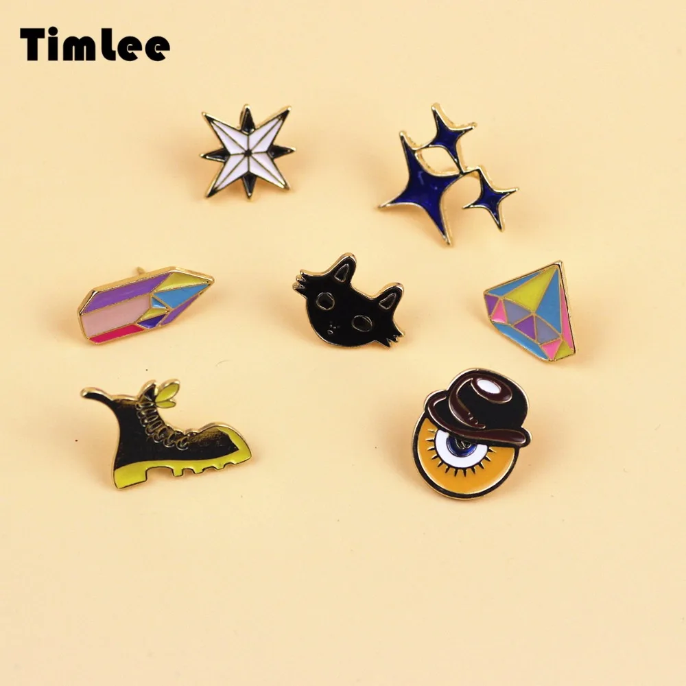 Timlee X201 симпатичная металлическая брошь в форме кошачьих туфель булавки подарок