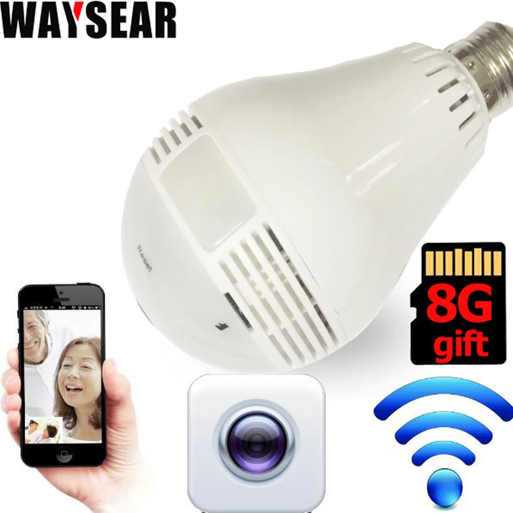 Светодиодная лампа 960 P беспроводная мини камера VR с углом обзора 360 градусов IP Wi Fi