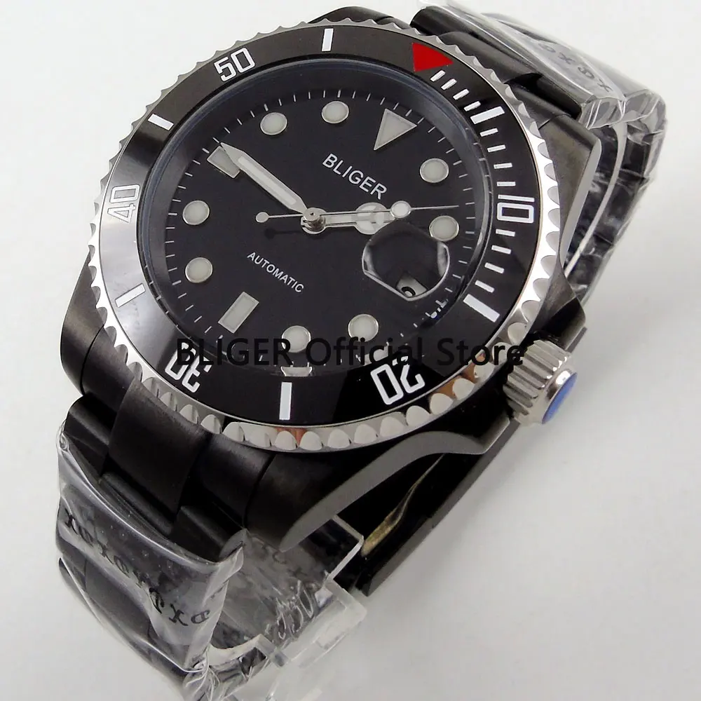 BLIGER 40mm Black Dial Ceramic Rotating Bezel Luminous Marks Sapphire Glass PVD Coated Case Automatic Movement Men's Watch B4
BLIGER 40mm Black Dial Ceramic Rotating Bezel Luminous Marks Sapphire Glass PVD Coated Case Automatic Movement Men's Watch B4