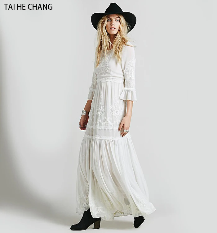 women high-end vestidos elegant vintage bohemian casual runway beach party embroidery maxi long Loose dress summer white black
women high-end vestidos elegant vintage bohemian casual runway beach party embroidery maxi long Loose dress summer white black