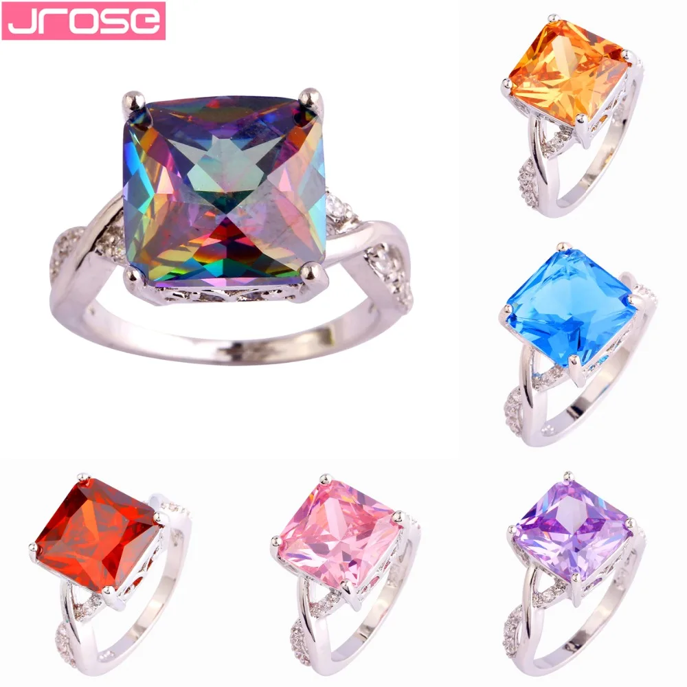 JROSE Wholesale Gorgeous Fashion Princess Cut Multicolor & Pink & Blue & Red Stone Silver Ring Size 6-10 Womens Jewelry Gifts
JROSE Wholesale Gorgeous Fashion Princess Cut Multicolor & Pink & Blue & Red Stone Silver Ring Size 6-10 Womens Jewelry Gifts