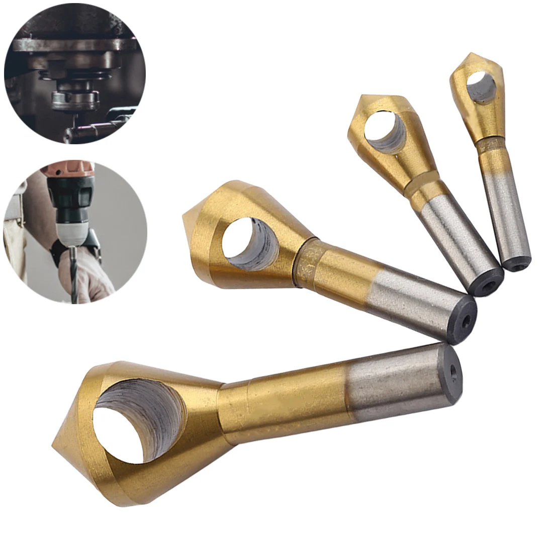 2-5/5-10/10-15/15-20mm HSS Titanium Coated Countersink Deburring Center Stepped Metal Drill Bits 4pcs Expanding Chamfering Tools
2-5/5-10/10-15/15-20mm HSS Titanium Coated Countersink Deburring Center Stepped Metal Drill Bits 4pcs Expanding Chamfering Tools