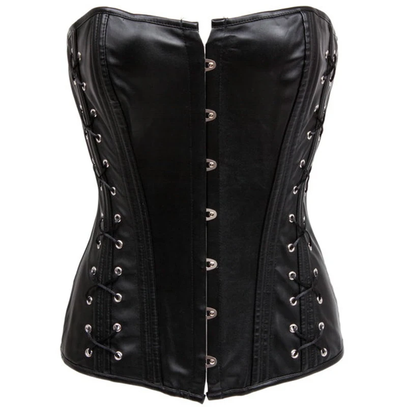 Black Leather Corset ( S M L XL XXL ) Women Sexy Metal Buckle and Hook Eye Overbust Corselet Bustier tops Brand New Style
Black Leather Corset ( S M L XL XXL ) Women Sexy Metal Buckle and Hook Eye Overbust Corselet Bustier tops Brand New Style