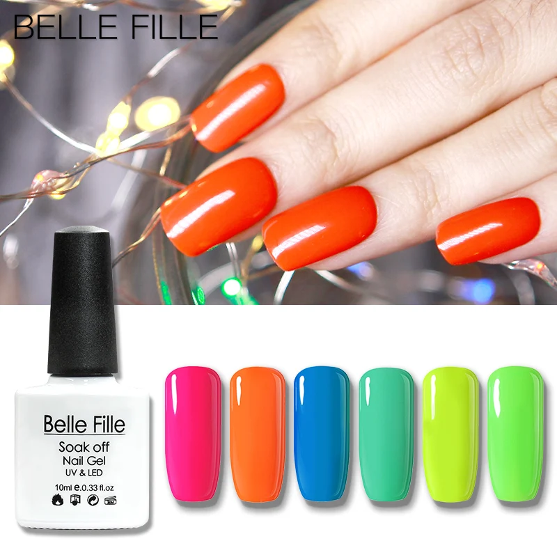BELLE FILLE гель лаки для ногтей неоновый 10 мл Soak Off лак лакировка полуперманентный