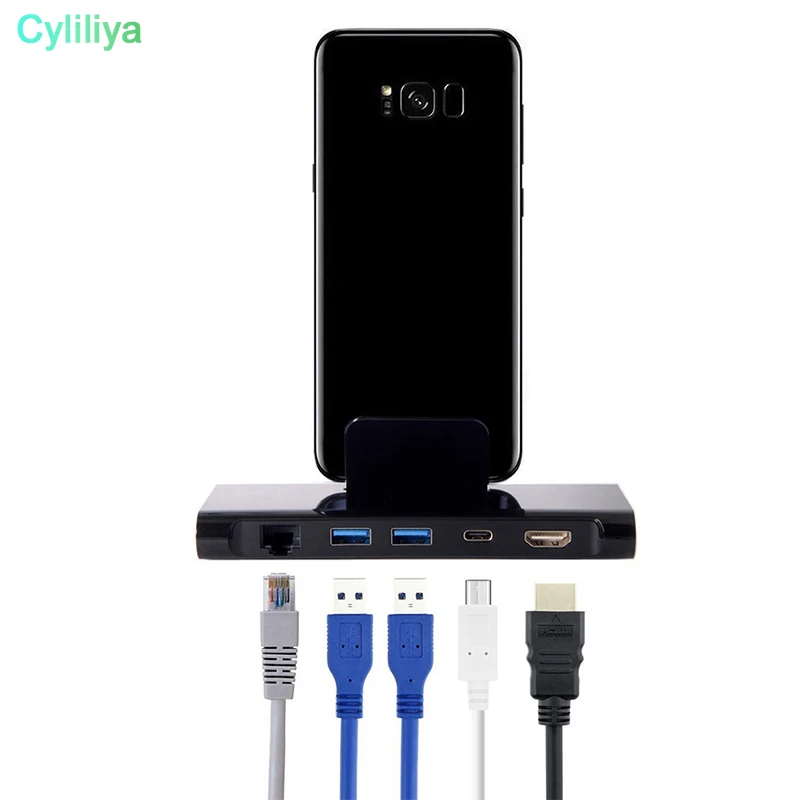 5 в 1 Type C USB 3 к HDMI 4K + 1000M Lan 2 0 PD зарядная настольная док-станция концентратор для Macbook