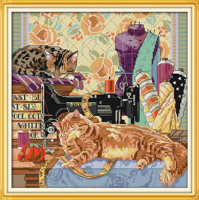 The cat and sewing machine cross stitch kit 14ct 11ct pre stamped canvas embroidery DIY handmade needlework
The cat and sewing machine cross stitch kit 14ct 11ct pre stamped canvas embroidery DIY handmade needlework