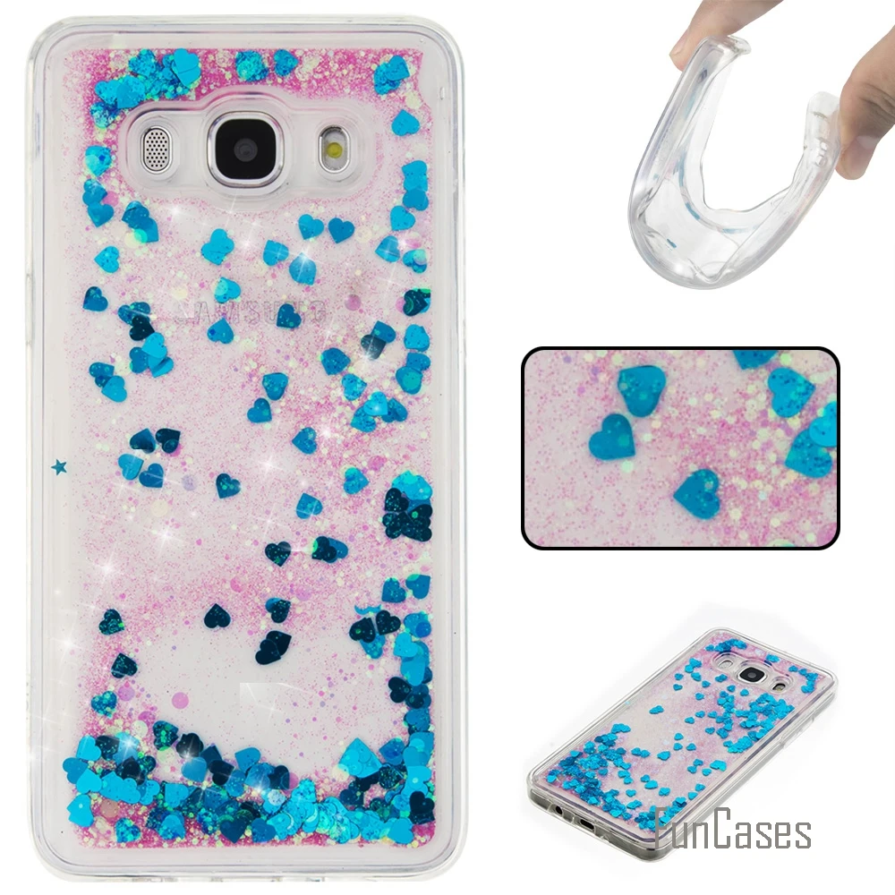 Coque Bling Love Heart Stars Мягкий ТПУ чехол для телефона samsung Galaxy J510 Funda Quicksand s J5 2016|cover for
