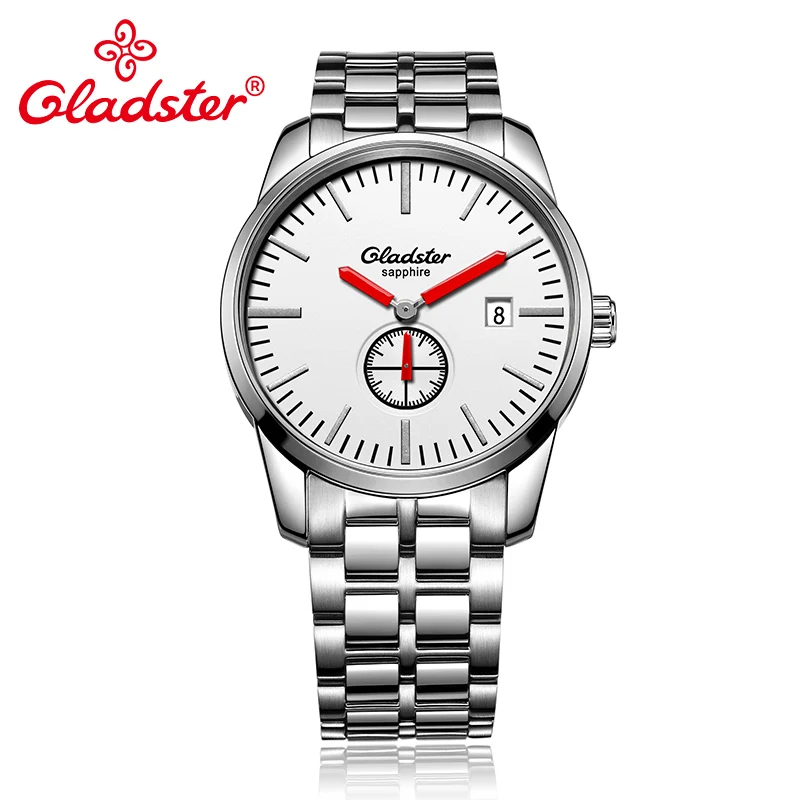 Роскошные японские часы Gladster с бриллиантами деловые сапфировым стеклом мужские