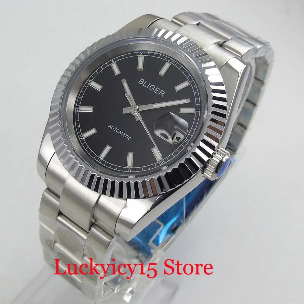 Luxury BLIGER Brand Logo / Nologo 40mm Black Dial With Date Window Sapphire Glass Silver Color Watch Casen Bracelet Clasp
Luxury BLIGER Brand Logo / Nologo 40mm Black Dial With Date Window Sapphire Glass Silver Color Watch Casen Bracelet Clasp