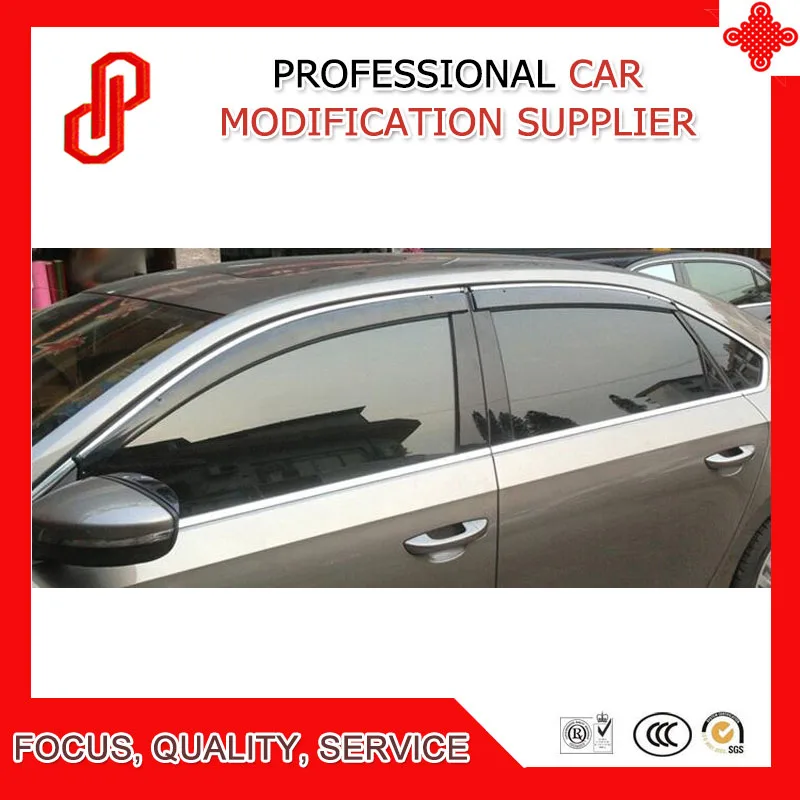 Injection molding trim vent shade rain sun wind deflector window visor for Passat 2011-2017
Injection molding trim vent shade rain sun wind deflector window visor for Passat 2011-2017