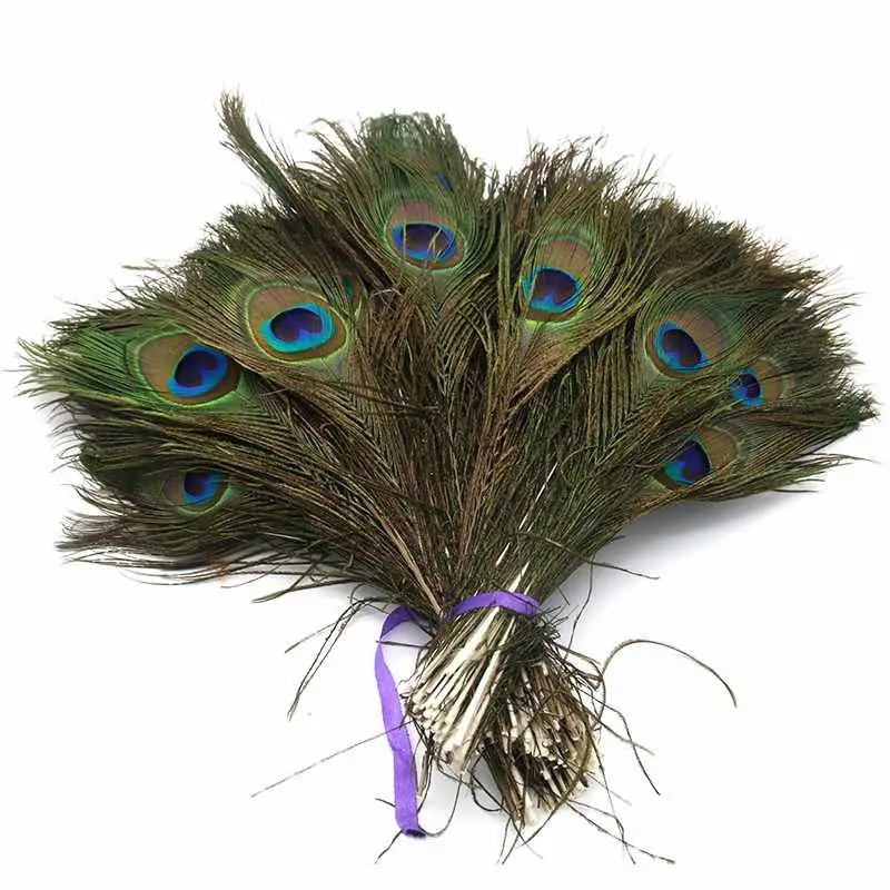 

selling 20pcs natural peacock feathers 25-32CM diy peacock feathers for crafts wedding Decorative plumas decorated flower vase