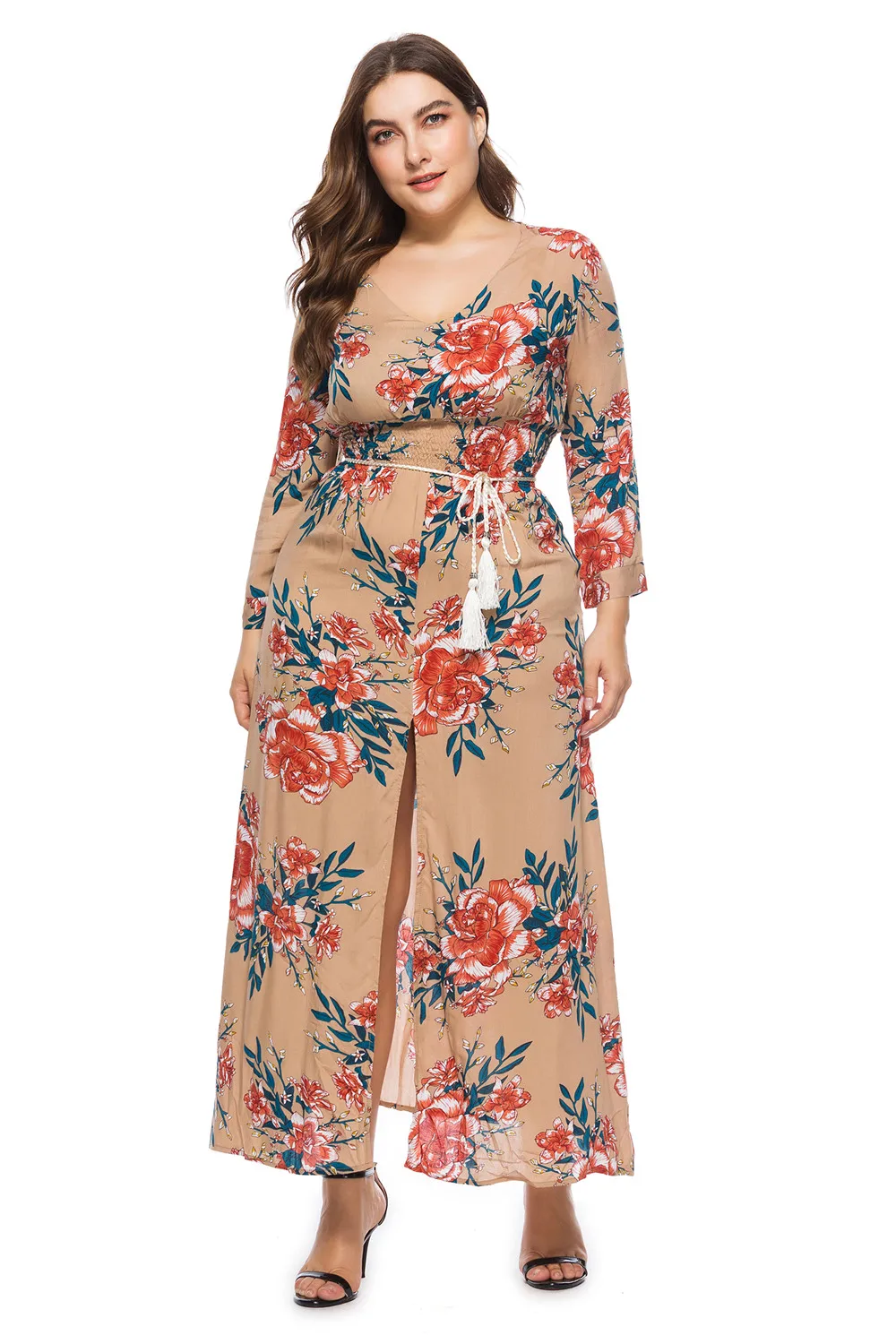 Bohemian Spring Autumn Women Dress V Neck Long Sleeve Printed Flower Split Dress Long Maxi Beach vestidos tallas grandes mujer
Bohemian Spring Autumn Women Dress V Neck Long Sleeve Printed Flower Split Dress Long Maxi Beach vestidos tallas grandes mujer
