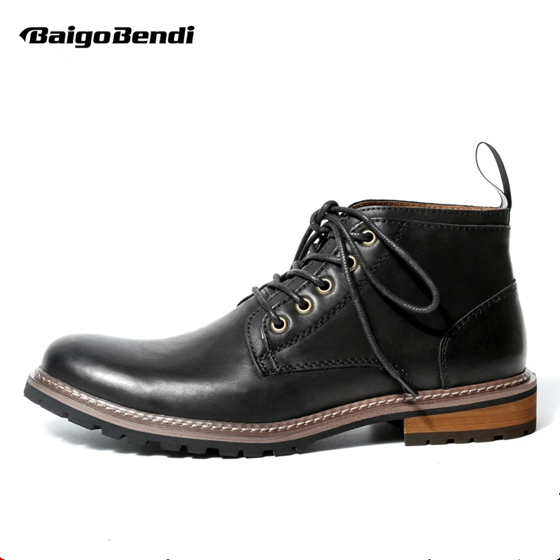 US 9.5 Genuine Leather Men Boots Lace Up Soliders Ridding Boots Business Man Black Ankle Boots Autumn Winter shoes
US 9.5 Genuine Leather Men Boots Lace Up Soliders Ridding Boots Business Man Black Ankle Boots Autumn Winter shoes