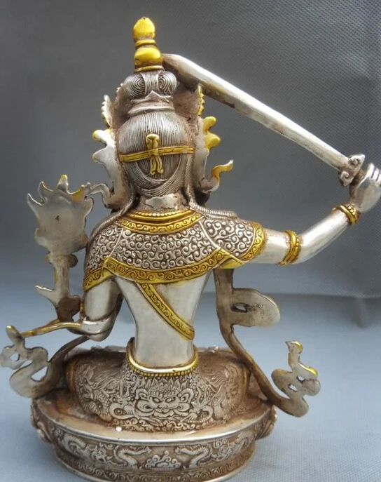 Free shipping Collectible bronze S1690 8" Tibet Tibetan Silver Gilt Dragon Robe Manjushri Goddess Bodhisattva Statue
Free shipping Collectible bronze S1690 8" Tibet Tibetan Silver Gilt Dragon Robe Manjushri Goddess Bodhisattva Statue