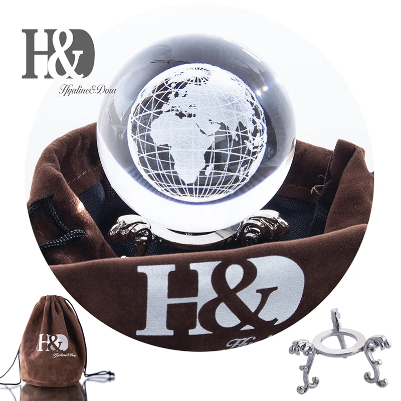 H&D 60mm Healing Ball 3D Laser Engraved Globe Glass Ball Crystal Miniatures Sphere Home Decoration Accessories with Stand
H&D 60mm Healing Ball 3D Laser Engraved Globe Glass Ball Crystal Miniatures Sphere Home Decoration Accessories with Stand