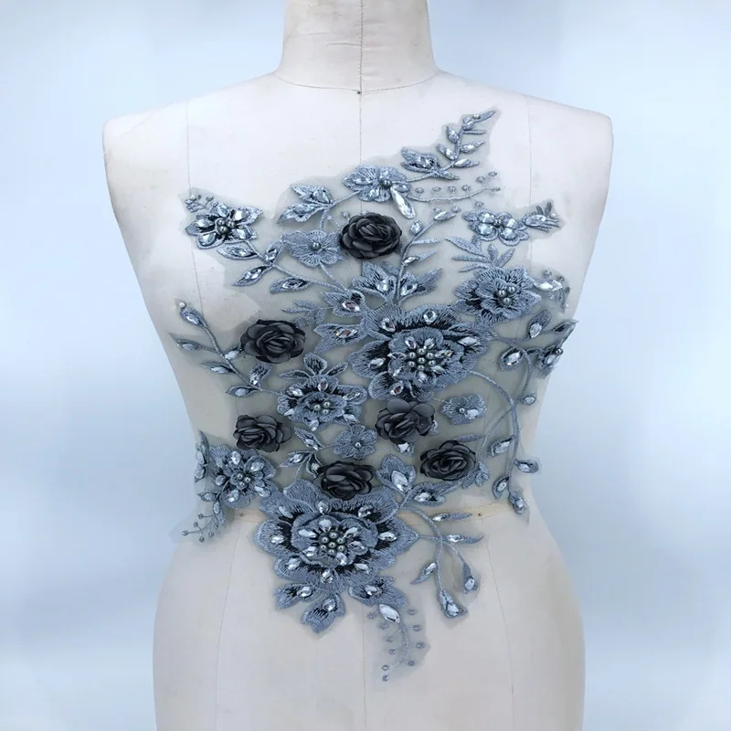 handmade gray Hot drilling Rhinestone beaded lace embroidery patch applique wedding dress bordados DIY Performance clothing
handmade gray Hot drilling Rhinestone beaded lace embroidery patch applique wedding dress bordados DIY Performance clothing