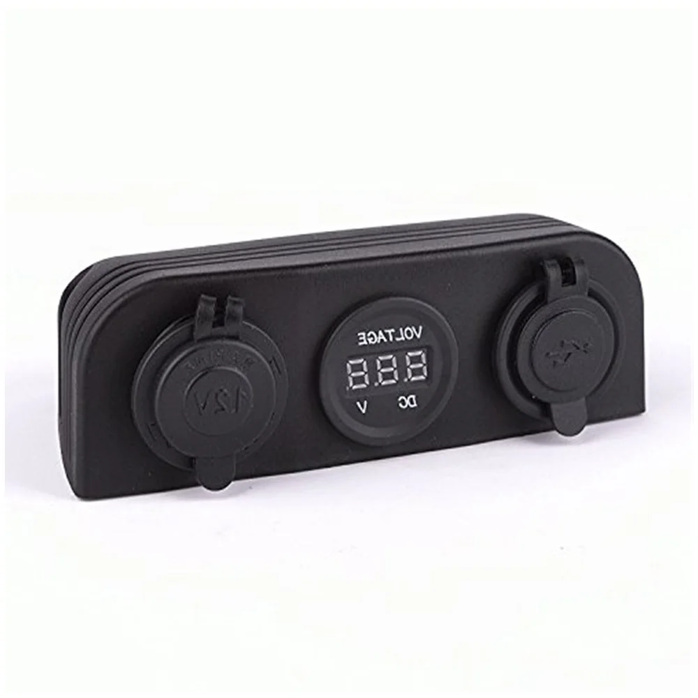 Three Hole Tent Car Digital Voltmeter Power Socket Dual USB 2 Port Charger DC12V-24V Power Outlet for Car RV Boat maring
Three Hole Tent Car Digital Voltmeter Power Socket Dual USB 2 Port Charger DC12V-24V Power Outlet for Car RV Boat maring