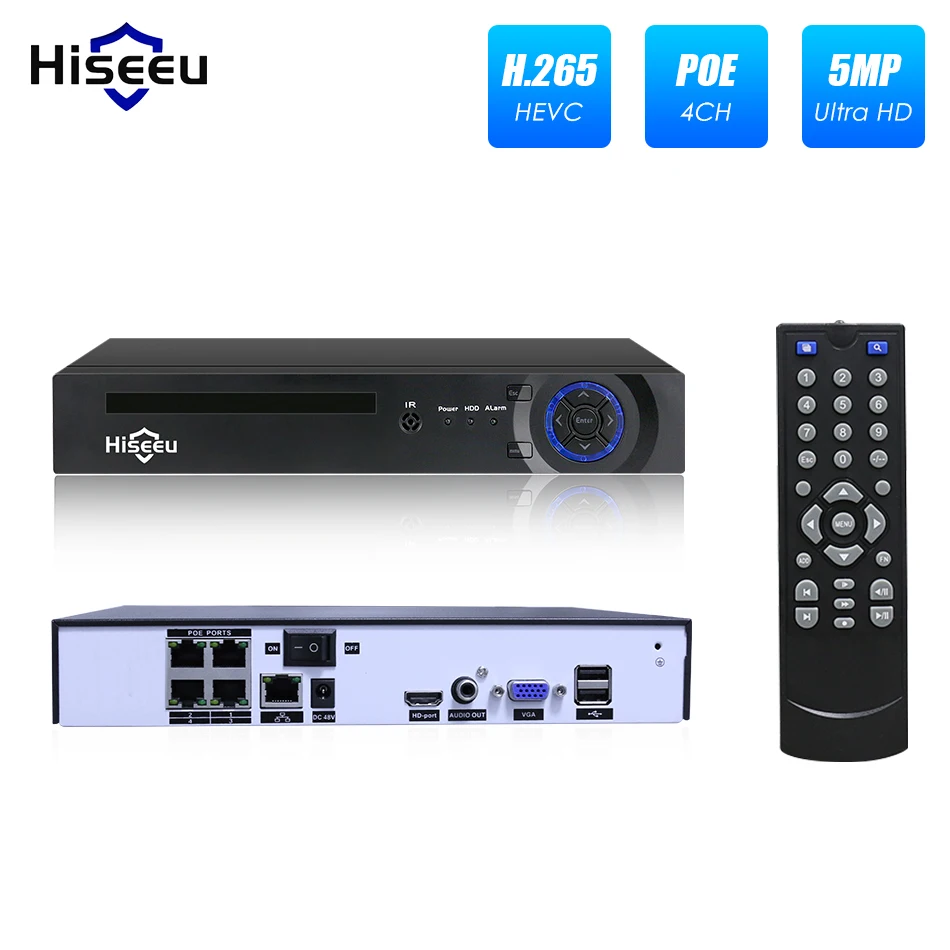 H.265 POE NVR 48В 4CH 8CH для Hilkvision Dahua 1080P 4MP 5MP IP камера 802.3af ONVIF CCTV DVR приложение View