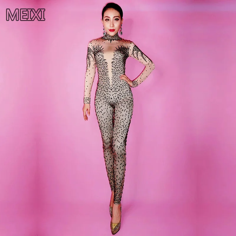 Sexy black hedgehog glass diamond rhinestone jumpsuit bar party concert singer dancer costume
Sexy black hedgehog glass diamond rhinestone jumpsuit bar party concert singer dancer costume