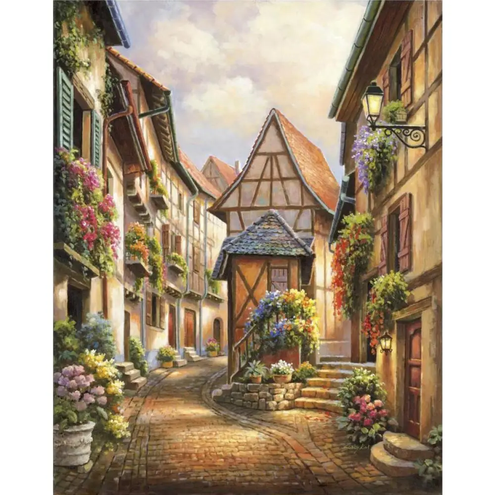 Mediterranean canvas oil painting landscape pictures Village Court art for home wall decoration
Mediterranean canvas oil painting landscape pictures Village Court art for home wall decoration