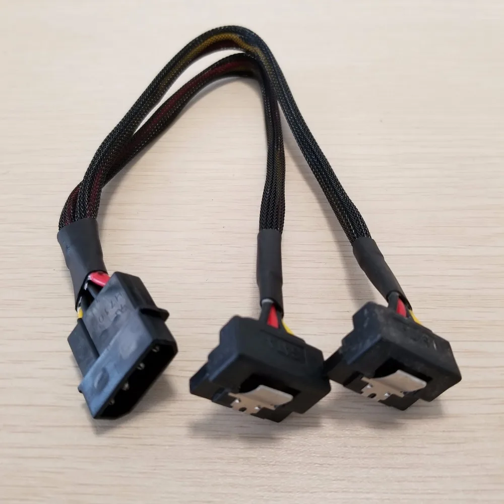 10 шт./лот PSU 4Pin IDE Molex к двойному углу 90 градусов вниз 15Pin SATA Кабель питания Шнур 18AWG