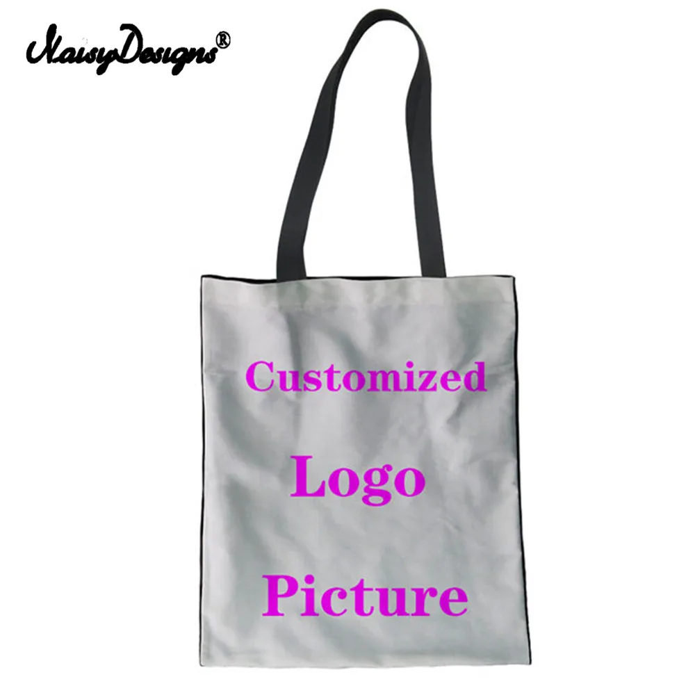 

NoisyDesigns New Custom Reusable Shopping Bag Grocery Eco Foldable Women Mesenger bags Canvas Tote Bags Drop Shipping Wholesale