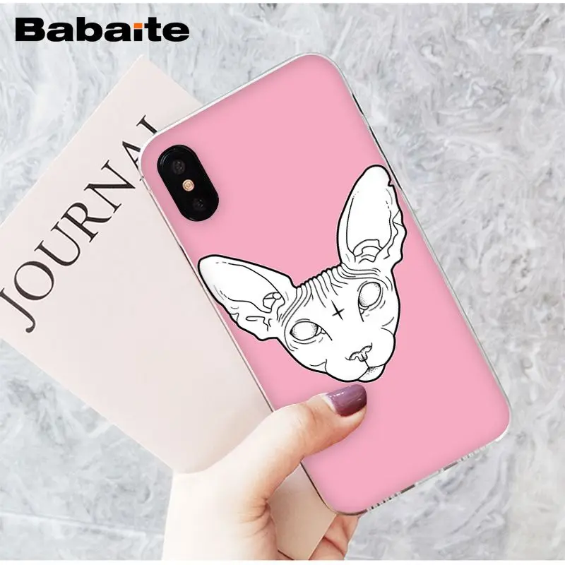 Babaite sphynx cat Новое поступление Прозрачный чехол для сотового телефона Apple iPhone 8 7 6 6S