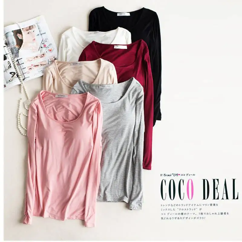 New Modal T-shirt Women Autumn Basic Padded Underwear Good Elastic Female O-Neck Long Sleeve Casual harajuku Wirefree Tops
New Modal T-shirt Women Autumn Basic Padded Underwear Good Elastic Female O-Neck Long Sleeve Casual harajuku Wirefree Tops