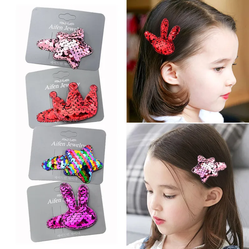 2Pcs Korean Glitter Sequin Hair Clip For Baby Girls Cute Star Crown Rabbit BB Clips Color Change Metal Snap Hair Clips for Women
2Pcs Korean Glitter Sequin Hair Clip For Baby Girls Cute Star Crown Rabbit BB Clips Color Change Metal Snap Hair Clips for Women